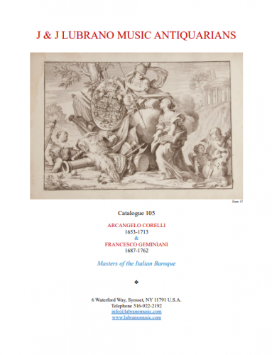 J & J Lubrano Music.  Catalogue 105: Masters of the Italian Baroque