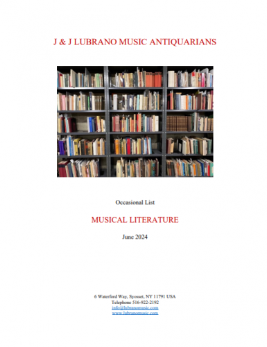 J & J Lubrano Music. Occasional List: Musical Literature