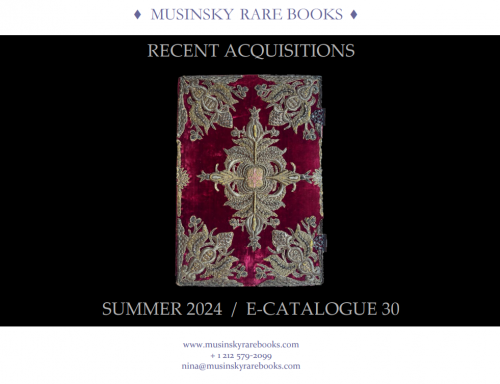 Nina Musinsky Rare Books. Summer 2024. E-Catalogue 30