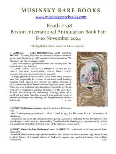 Musinsky Rare Books.  Boston Book Fair