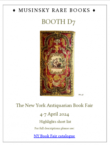 Nina Musinsky Rare Books. New York Book Fair List