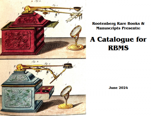 Rootenberg Rare Books and Manuscripts.  A Catalogue for RBMS